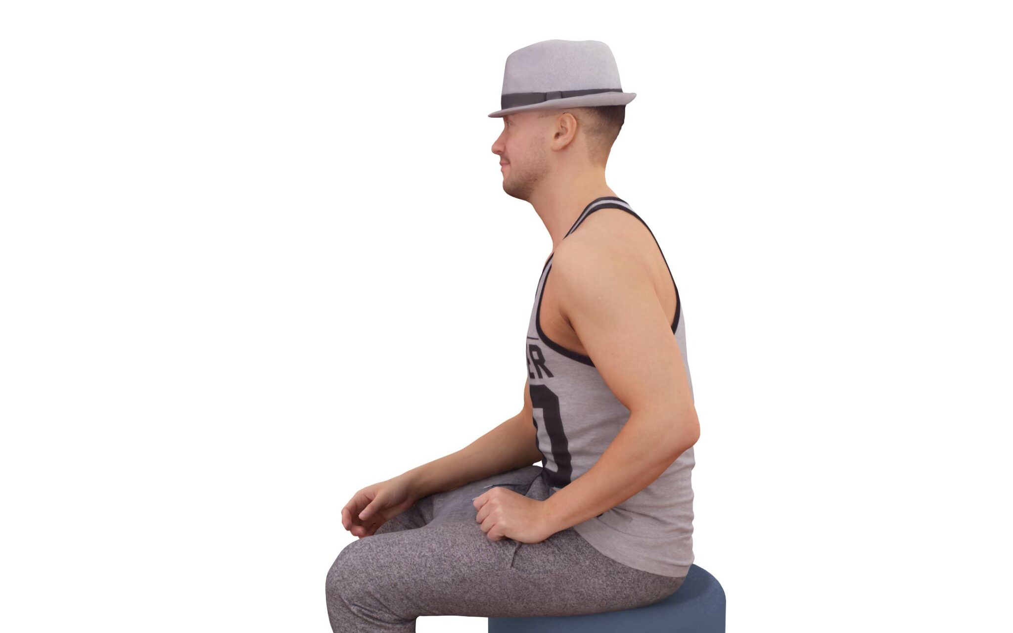 Man in hat sitting 3D Model by Renderbot LLC